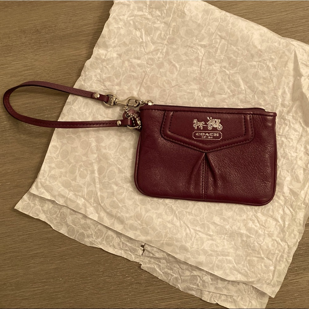 COACH leather wristlet, eggplant (dark purple) - Picture 3 of 5